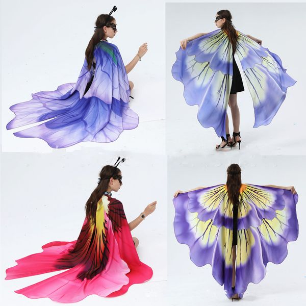 Frauen Monarch Schmetterling Flügel Kostüm Blume Große Cape Fee Damen Schal Tanzen Festival Outfit Engel Flügel