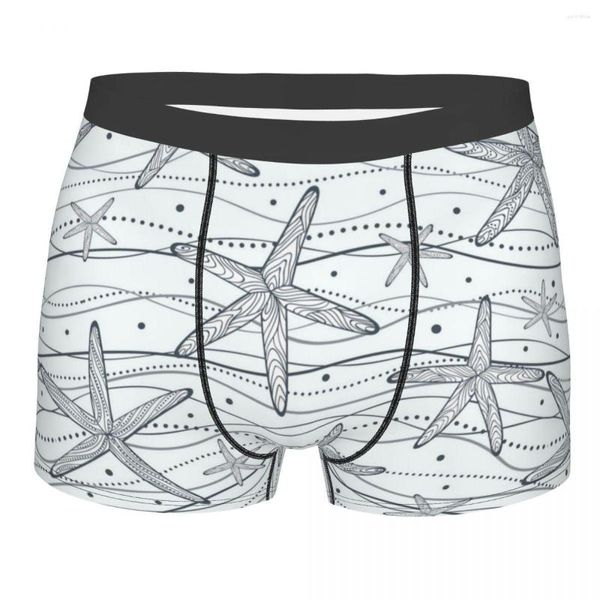 Underpants humor boxer conchas padrão shorts calcinha masculina roupa interior oceano praia macia para masculino plus size