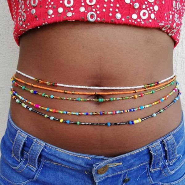 Chaveiros Boho em camadas correntes de cintura praia contas barriga corpo corrente moda cintos acessórios jóias para mulheres e meninas (10 peças)