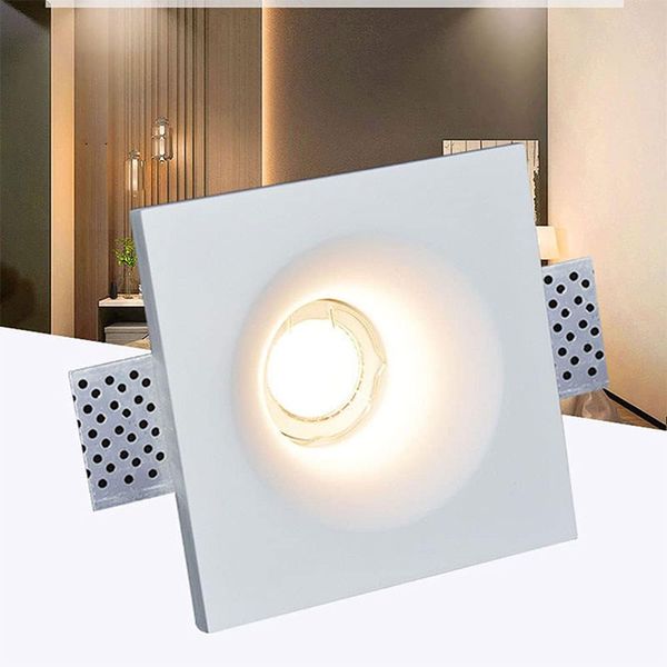 Gypsum DownLights 7W LED-Einbauleuchte, quadratisch, rund, GU10, LED-Gips-Deckenlochleuchte, blendfreie Deckenleuchte im Wohnzimmer