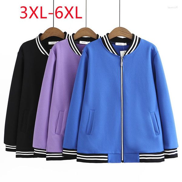 Jaquetas femininas 2023 senhoras primavera outono plus size tops para mulheres grande manga comprida o pescoço casaco preto 3xl 4xl 5xl 6xl