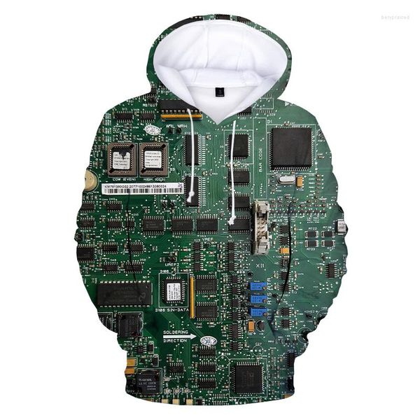 Erkek Hoodies Elektronik Çip Komik 3d Baskı Erkekler Kadınlar Büyük Boy Hoody Pullover Kapşonlu Sweatshirt Sokak Giyim Çocuk Üstleri Erkek Giyim