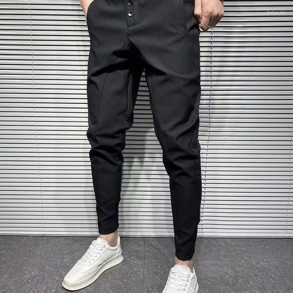Pantaloni da uomo 2023 Pantaloni formali sottili Giacca sportiva da uomo Moda coreana Abito nero maschile Abito classico Bianco Harem A44