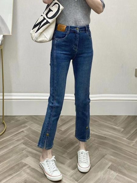 Jeans da donna Y2k Donna di Grandi Dimensioni Piccola Estate Sottile Modello 2023 Grasso a vita alta Mm Slim Tubo Dritto Pantaloni Fumo 40-100kg