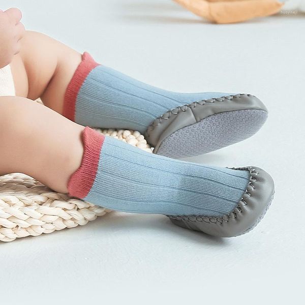 Slipper 3-12 Monate Kinder Anti-Rutsch-Schuhe Born Baby Baumwolle rutschfeste Bodensocke Junge Mädchen Gummi Indoor Säuglingsstrumpf kostenlos