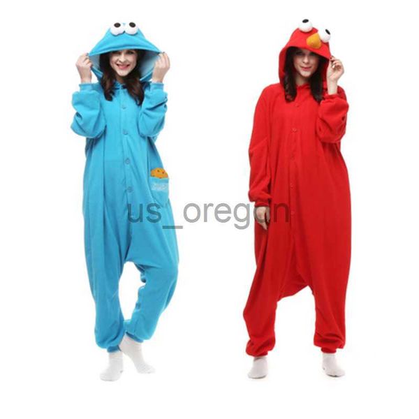 Домашняя одежда HKSNG Новое животное взрослые элмо куки -печенье Kigurumi Pajamas Monsters Monsters Fame Party Fleece Onesies Cosplay Costumes для женщин мужчин x0902