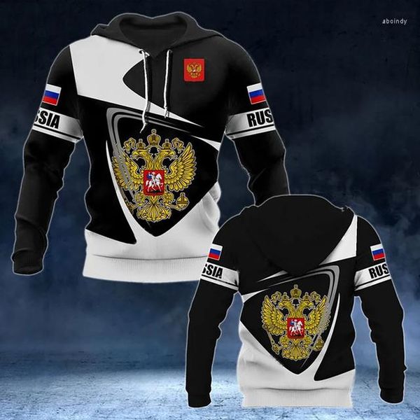 Herren Hoodies Russisches Nationalemblem 3D Hoodie Pullover 2023 Flagge Bedruckter Pullover Harajuku Street Sweatshirt