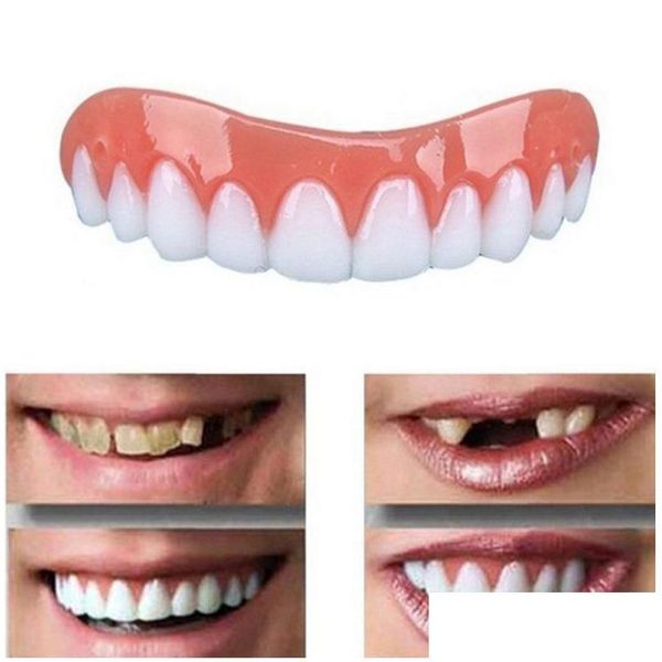 Другое гигиена полости рта 1pc Верхние ложные зубы Sile Fake Simation Отбеливание стоматологических скоб
