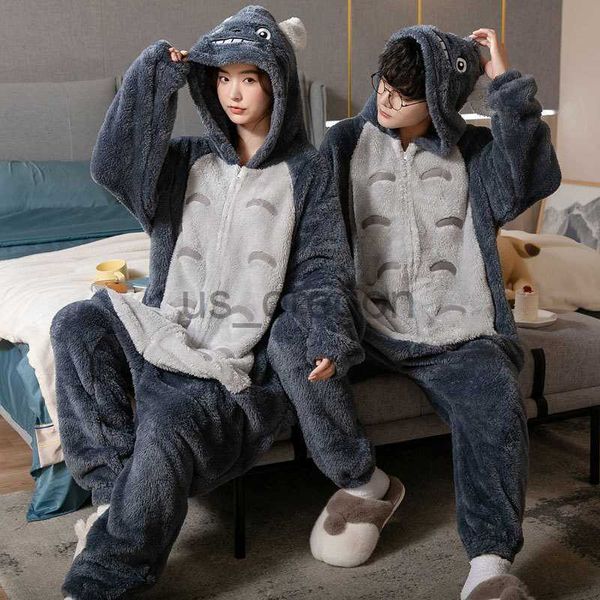 Ev Giyim UNISEX Yetişkin Hayvan Pijamaları Sıcak Sweetwear Yumuşak Peluş Totoro Onesies Tulum Tek Parça Cadılar Bayramı Cosplay Homewear Anime Kostüm X0902