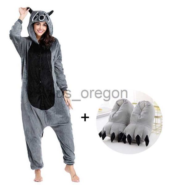 Home Roupas Guaxinim Pijama Homens Kigurumi Animal Onesies Para Adultos Desenhos Animados Cosplay Traje OnePiece Pijamas Geral Mulheres Pijama Bodysuits X0902