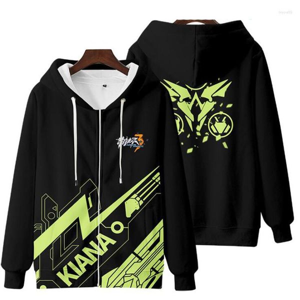 Hoodies dos homens 2023 Anime Cartoon Honkai Impact 3 Homens Mulheres 3D Zipper Moletons Impressão Unissex Tracksuit Cosplay Roupas Moda