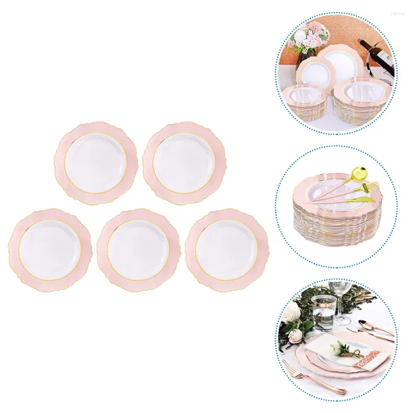 Pratos 5 Pcs Festa Sobremesa Decorativa Requintada Plástico Descartável Prato de Frutas Rosa Servindo Adorável Bandejas de Jantar Suprimentos