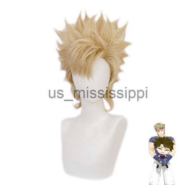 Perucas Cosplay Jojo's Bizarre Adventure César Anthonio Zeppeli Peruca Cosplay Traje Curto Resistente Ao Calor Cabelo Sintético Jojo Wigs X0901