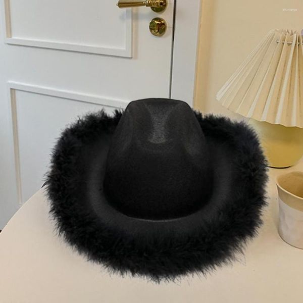 Bérets bon chapeau de plume élégant gaze décorative femmes fête Cowboy Cosplay accessoire