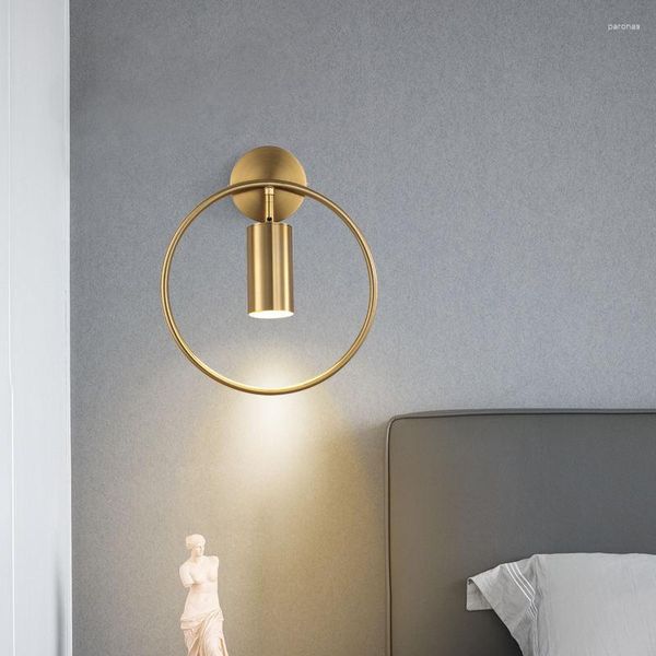 Lâmpada de parede Design moderno ajustável LED Sconce Light Anel de ouro de latão para casa El Corredor Bar Ktv Staircase