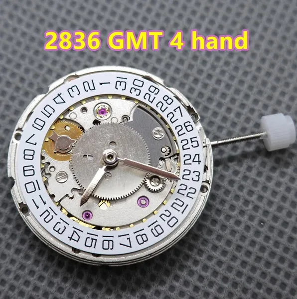 Movimento dell'orologio a 4 mani 25 gioielli 2836 Movimento dell'orologio meccanico automatico Data alle 3 per orologio con movimento ETA 2836-2 GMT