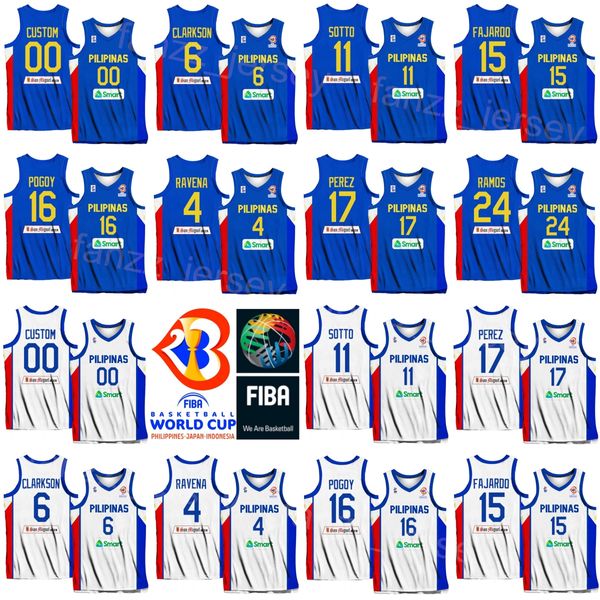 Stampa Coppa del Mondo 2023 Basket Filippine 6 CLARKSON Maglia Nazionale 24 Dwight RAMOS 15 June Mar FAJARDO 34 ARIEL JOHN EDU 16 ROGER POGOY JAMIE JAMES MALONZO
