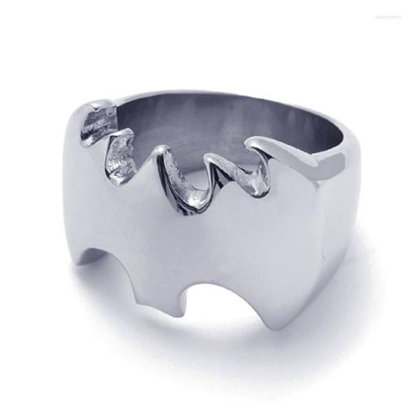 Cluster Ringe Mode Silber Farbe Herrenschmuck Fledermaus Edelstahl Fingerring Größe 7 bis 14