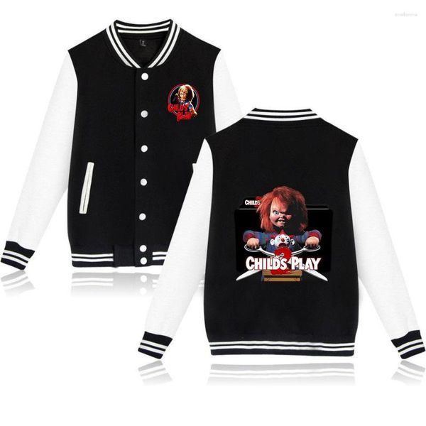 Jaquetas masculinas Criança Jogar Chucky Varsity Baseball Bomber Jaqueta Homens Mulheres Hip Hop Harajuku Streetwear Meninos Meninas Soltas College Coats