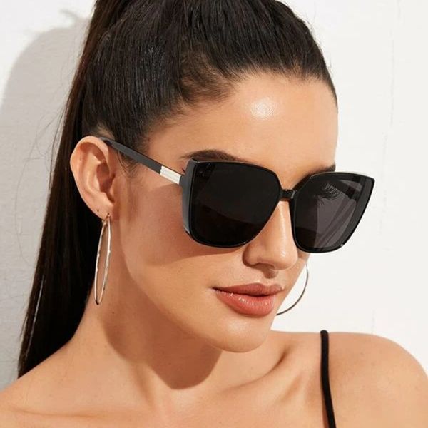 2023 moda plastica Cat Eye donne occhiali da sole oversize designer di marca vintage retrò occhiali da sole a specchio per la femmina UV400 Oculos