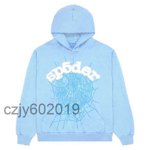 Felpe con cappuccio da uomo Felpe 2023 New Sky Blue Sp5der Felpa con cappuccio Uomo Donna 1 Hip Hop Young Thug Spider Felpa con cappuccio World Wide 555555 Felpe Stampa Pullover G230328YUF2