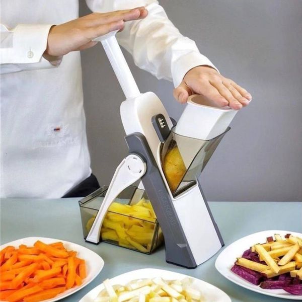 Utensili per frutta e verdura Tagliaverdure manuale Tagliapatate Grattugia Affettatrice di limone 5 in 1 Tritatutto sicuro Non fa male alle mani Affettatrice Gadget da cucina 230831