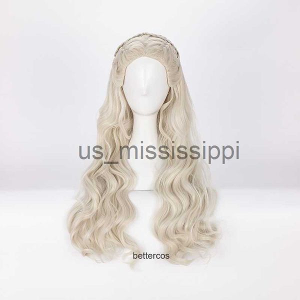 Косплей парики Daenerys Targaryen Cosplay Wig Wig Long Waby Dragon матерей -теплостойким синтетическим париком волос x0901