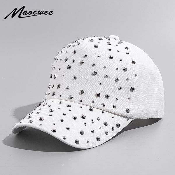 Bola Caps Mulheres Chapéus Diamante Sun Cap Swag Casquette Snap Back Gorras Cor Sólida Verão Beisebol Pai Menina Osso 230831