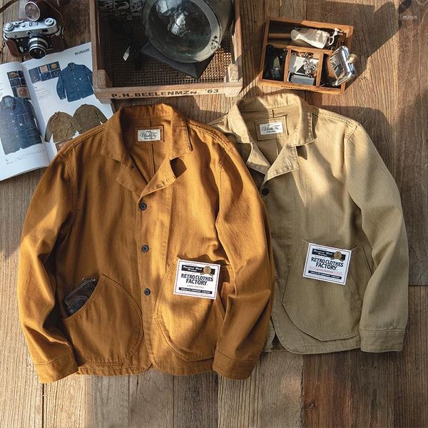 Giacche da uomo Maden Workwear Giacca vintage francese Camicia Ginger Amekaji Cappotto da caccia casual multitasche autunno