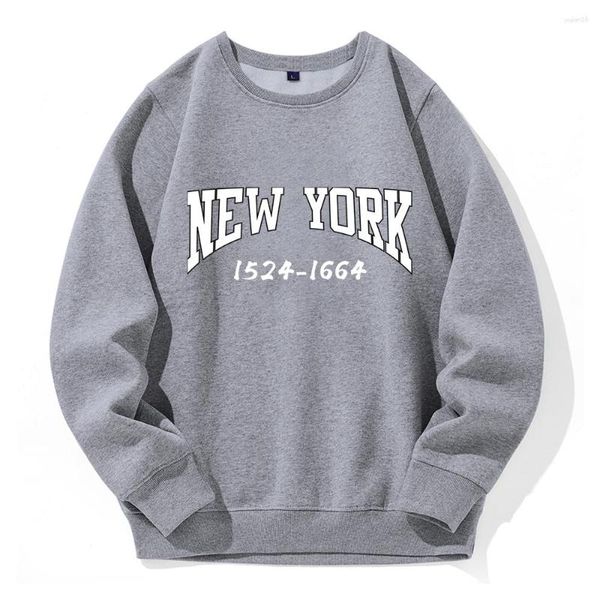 Hoodies masculinos york 1524-1664 hip hop carta homem pullovers solto oversized velo com capuz casual roupas básicas imagem criativa