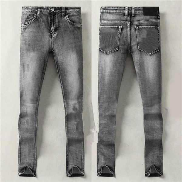 2021SS Inverno Outono Mens Jeans Cinza Sacos Designer Marca Famosa Calças Slim-Perna Homens Elástico Black Friday Calças de Alta Qualidade Wash287m