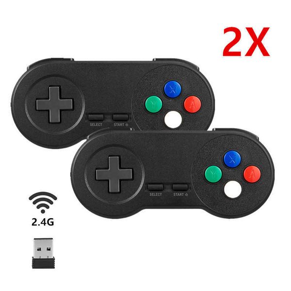 Controladores de jogo Joysticks 2x Controlador sem fio 2.4G Gaming Gamepad Joystick Super SNES JoyPad Handle para PC Windows 7/8/10 Mac Raspberry Pi HKD230831