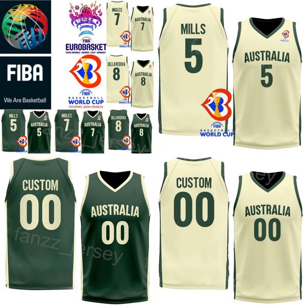 Imprimir Baloncesto Australia 5 Patty Mills Jerseys Copa del Mundo 2023 3 JOSH GIDDEY 15 NICK KAY 12 Xavier Cooks 7 Joe Ingles 11 DANTE EXUM 6 Josh Green Camisa Equipo nacional
