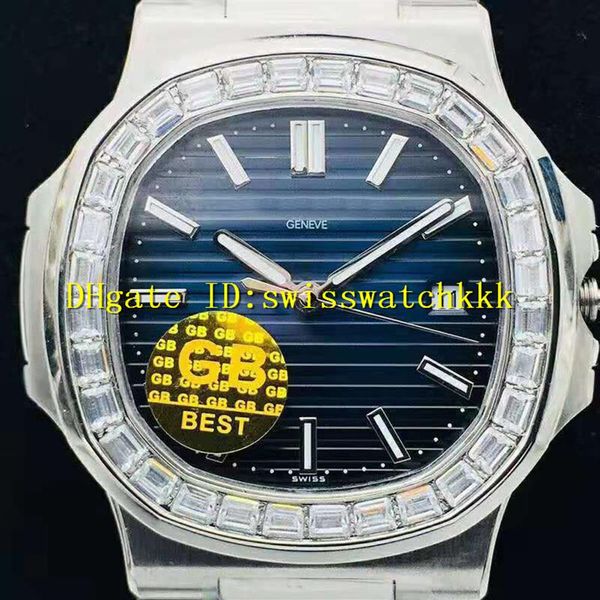 GB Factory V2 NAUTILUS 5711 Diamond Mens Watch Swiss 324sc Automático 28800 VPH Sport Watch Safira 904L Aço Inoxidável 30M Water3073