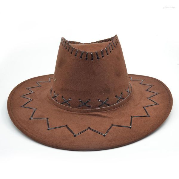 Baskenmützen Ankunft Chapeu Cowboyhüte Wildleder-Look Wild-West-Kostüm Herren Damen Cowgirl Unisex Eimer