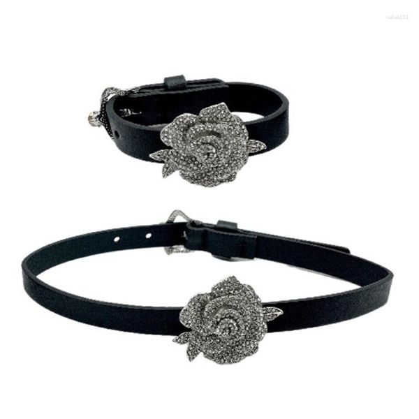 Collane con ciondolo M2EA Boho Camelia Collana girocollo Bracciale Fiore sexy Collare in pizzo Bigiotteria da donna