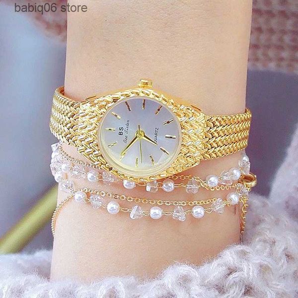 Andere Uhren BS bee sister Damen Neuer goldener Mesh-Gürtel Kleines Zifferblatt Lässiges weibliches Handgelenk Silberarmband ES Damen Kostenloser Versand T230905