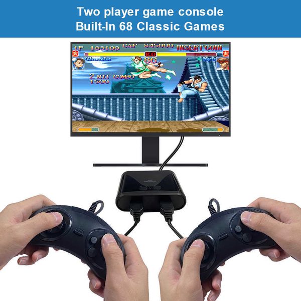 Gamecontroller Joysticks 16-Bit-Joystick-Videospiel HD Integrierte 68-Spiele-Retro-Konsole Dual-Controller Wireless Game Board Gaming-Konsole mit Host HKD230831