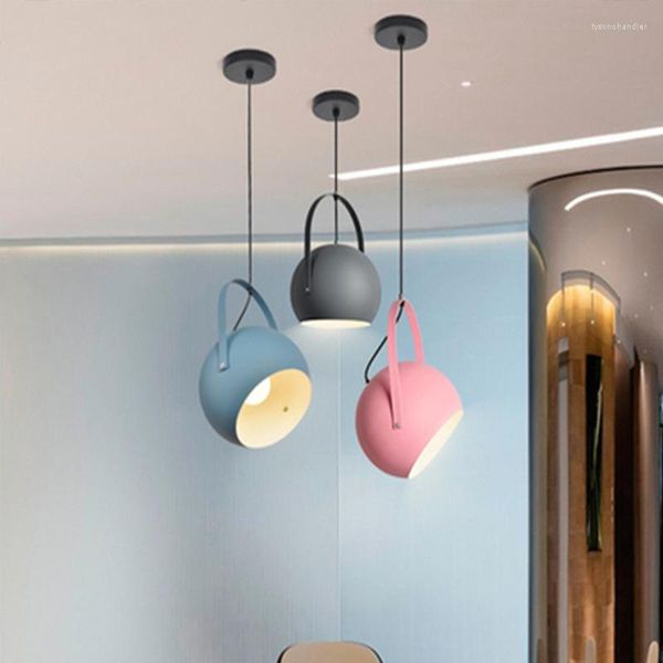 Pendelleuchten Nordic Einfaches Design Restaurant Makaron Farbe Rotierende Bar Schlafzimmer Nachttischlampe Fenster Dekorativer Kronleuchter