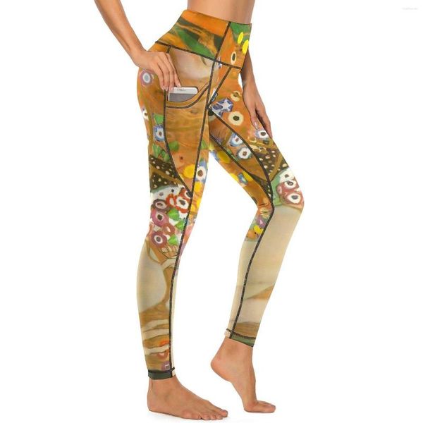 Damen Leggings Klimt Art Water Serpents II Gym Yoga Hose Push Up Neuheit Leggins Elastisches Design Sport Legging XL XXL