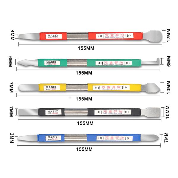 Kit di attrezzi per leva per CPU 5 in 1 a doppio taglio Piede di porco in metallo per strumenti di riparazione dell'alloggiamento aperto del chip del circuito stampato