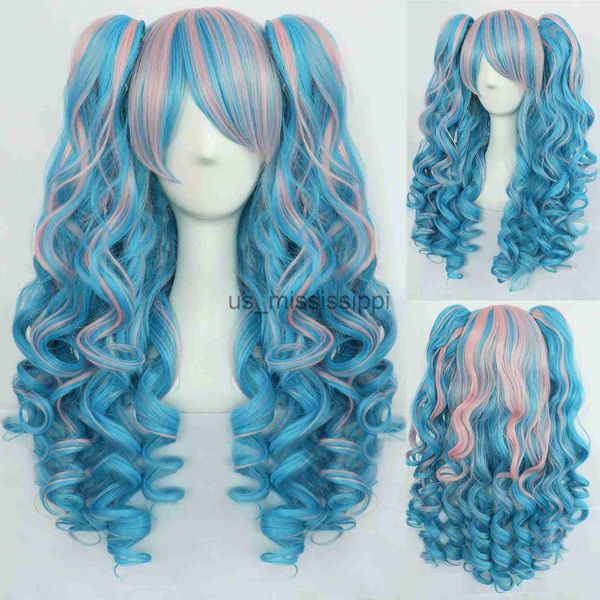 Cosplay Wigs Gres Cosplay Wigs с двумя хвостиками Peruca Lolita Syntetic Syg для женщин высокотемпературное волокно x0901