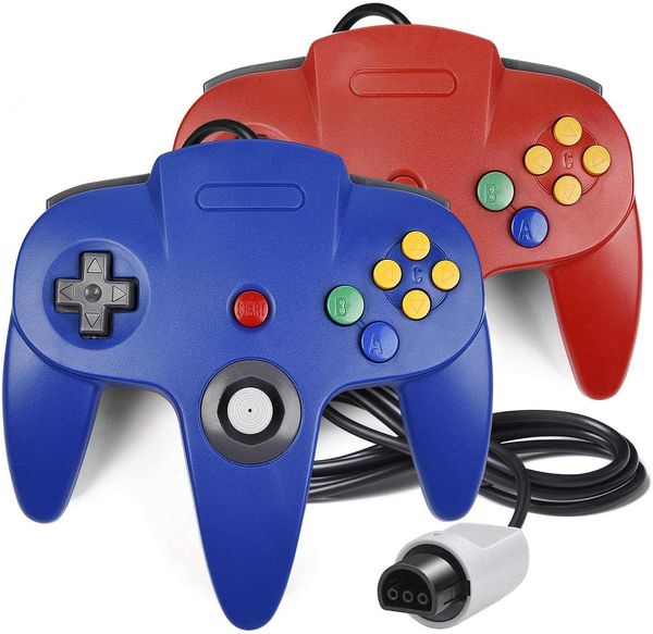 Игровые контроллеры Joysticks 2 Pack N64 Controller Classic Wired N64 64-битный Gamepad Joystick для Ultra 64 Console Console Red и Blue HKD230831