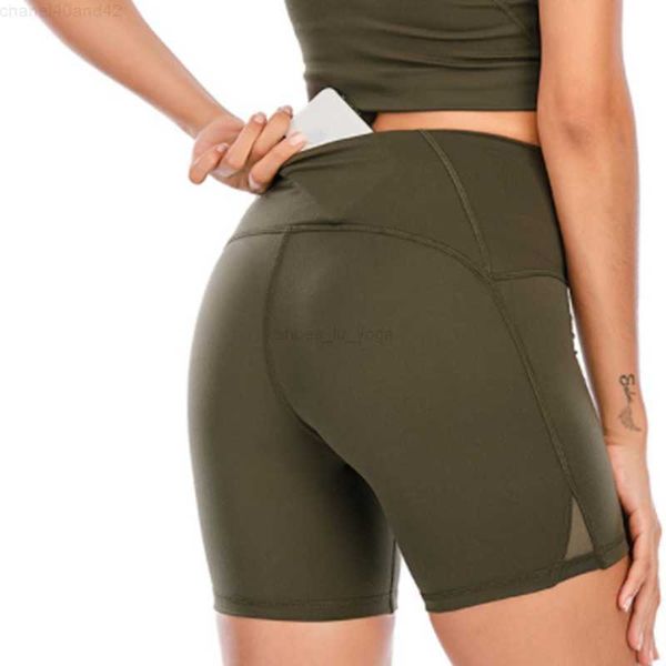 LL Yoga Pantaloncini da yoga da donna a vita alta slim fit per il sollevamento del sedere da palestra che eseguono leggings elastici traspiranti ad asciugatura rapida Abbigliamento sportivo