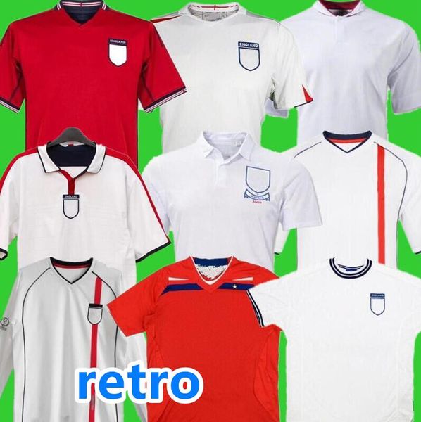 Camisa de futebol retrô da Inglaterra 2000 2002 2004 2006 2008 2010 2012 seleção nacional Gerrard SHEARER Lampard Rooney Owen Terry camisa de futebol clássica vintage 9898