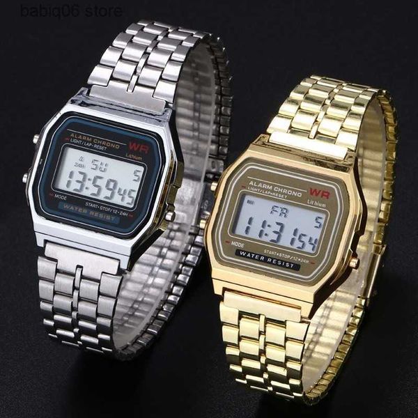 Outros relógios pulseira de aço vintage LED digital esportes militar es pulseira eletrônica relógio mulheres homens presente pulso t230904