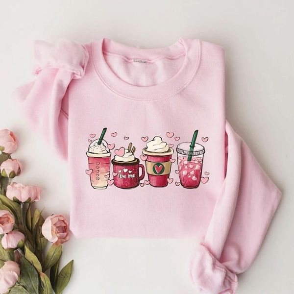 Felpe con cappuccio da donna Felpa da donna per San Valentino Felpa con cappuccio da caffè di San Valentino Pullover carino Lover Girocollo Regalo per lei