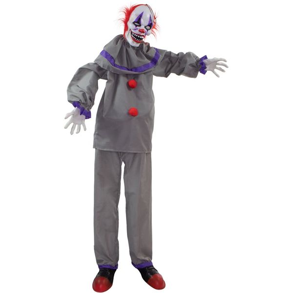 5 Fuß großer grinst der animierte Clown Halloween-Dekoration für den Innen- oder überdachten Außenbereich, batteriebetrieben