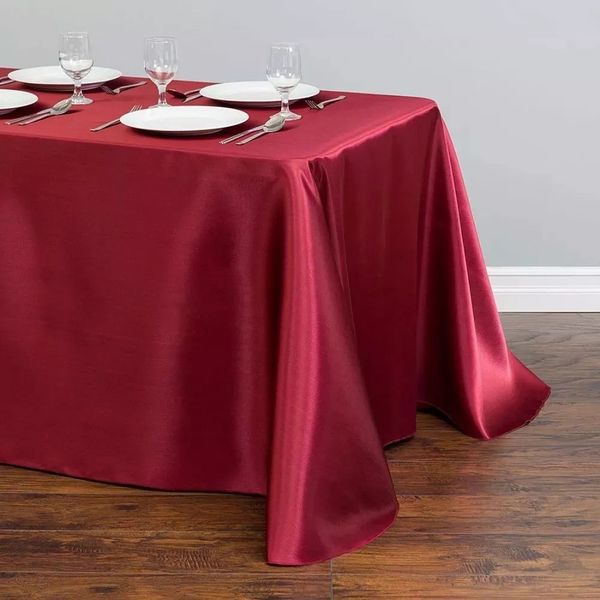 Decores de casamento de toalha de cetim Tampa de mesa quadrada Tabela de jantar Decoração Tabela de Natal
