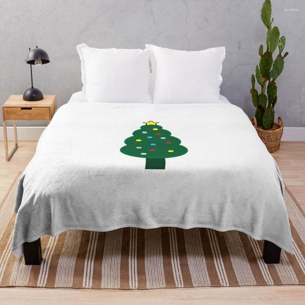 Decken, Weihnachtsbaum, blaue Kacheln, Anime-Bettwäsche, gewebte Überwurfdecke